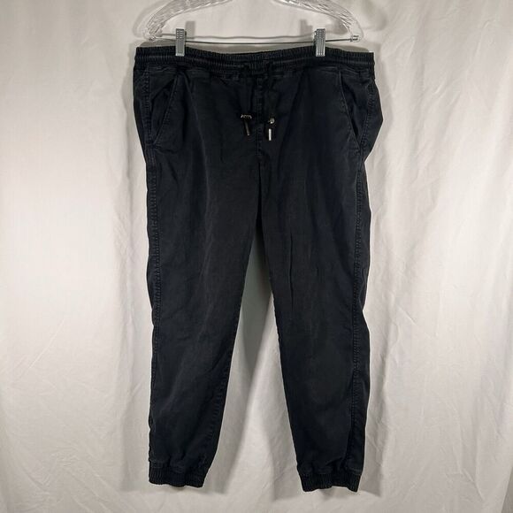 Zara Pants - Zara Joggers Women's XL Solid Black Pull On Drawstring Pockets Elastic Waist